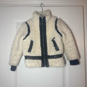 Design History White and Black Kids Fuzzy Puffer Jacket